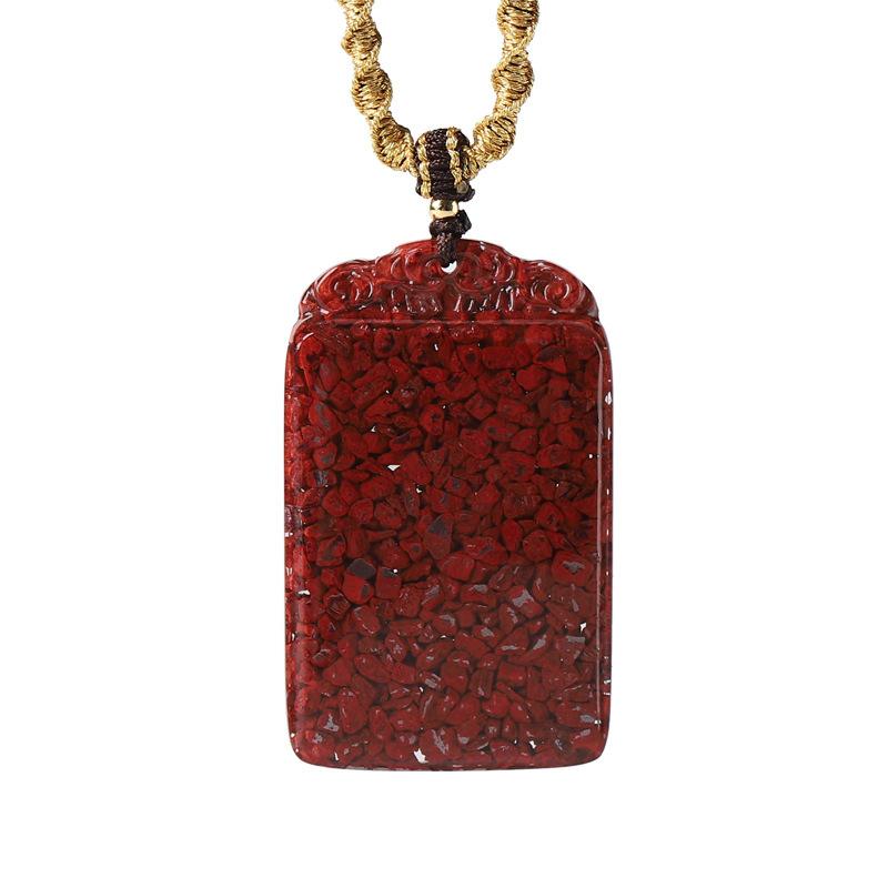 楽天LINEAR shopネックレス メンズ レディース 朱砂 晶体 ペンダント 石 お守り 開運 高透過 文様 アクセサリー レトロ ギフト