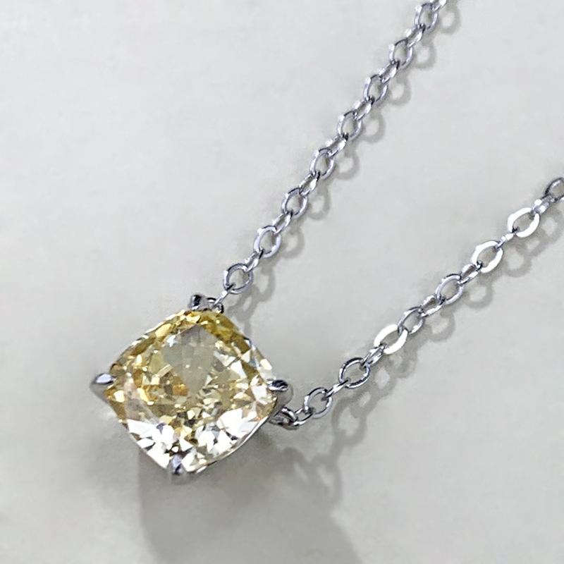 ネックレス レディース メンズ S925 シルバー 幾何学 ペンダント 枕型 高炭素 ジルコニア 電気メッキ加..