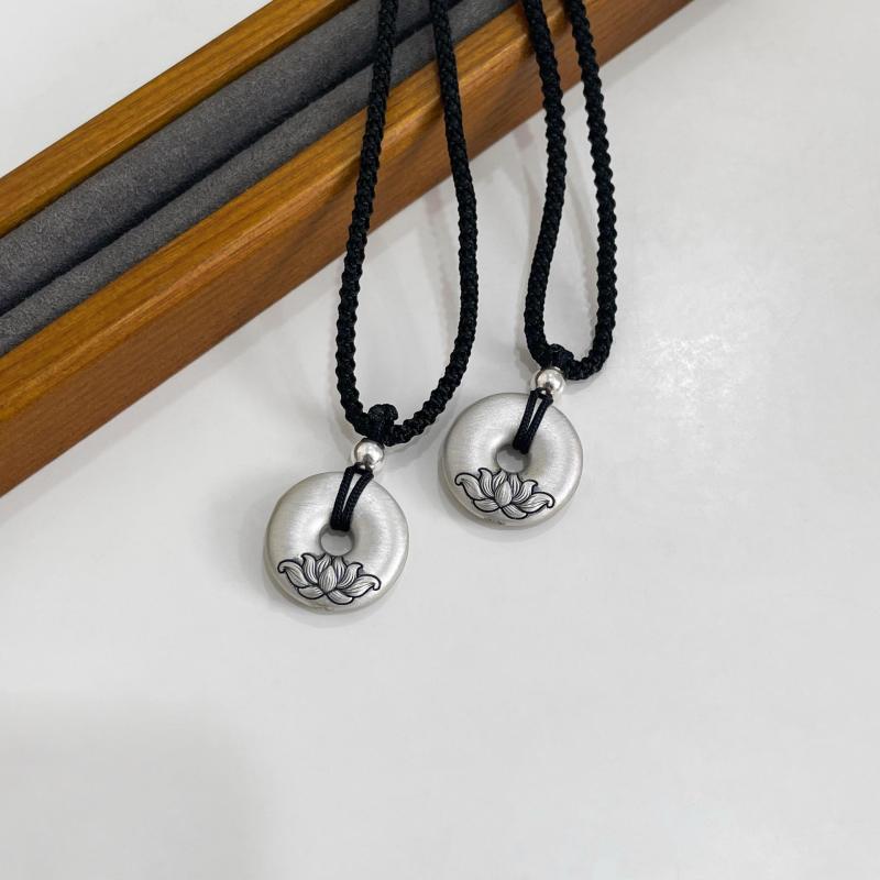 ネックレス レディース シルバー925 国潮 ラッキーアイテム ハス ペンダント 鎖骨チェーン レトロ 新中式 古法 электролитическое покрытие обработка 大ぶり атмосферный 通勤 ее ос