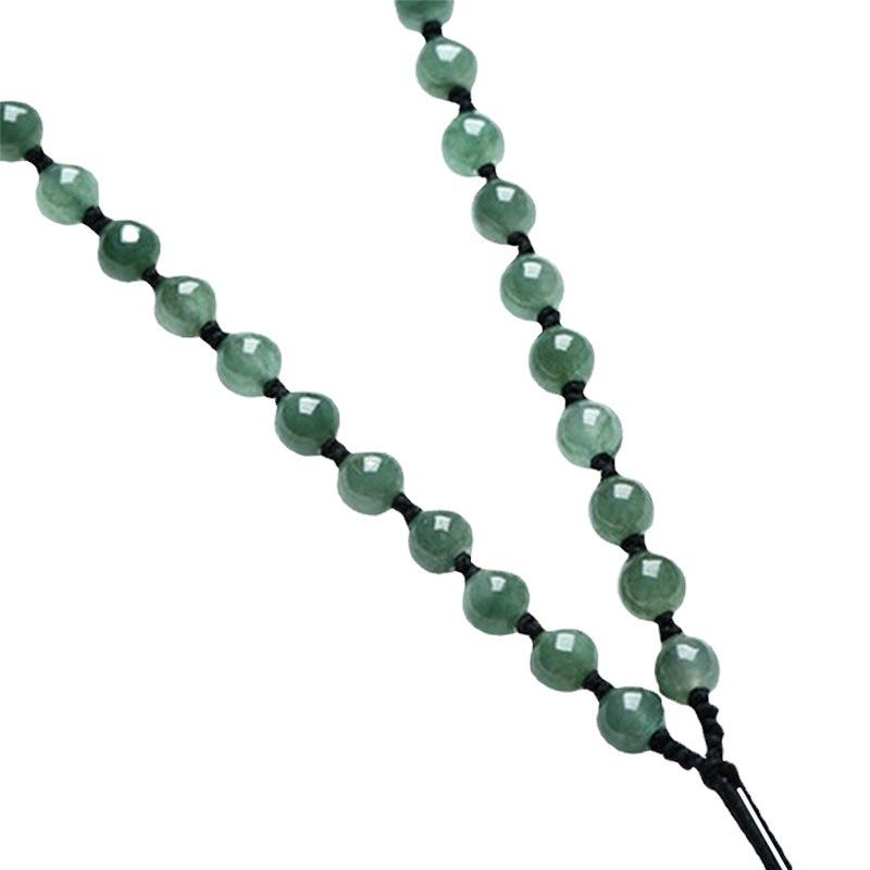 ネックレス メンズ レディース 翡翠 ジェダイト ペンダント 手編み 玉珠 調整可能 60cm オイルグリーン ミックスカラー エスニック アジアン テイスト 大ぶり