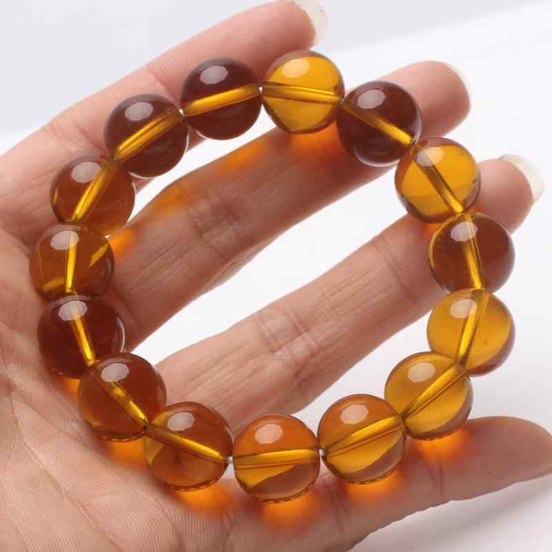 Rakuten - ブレスレット メンズ 男性用 茶色 8mm 珠 黄水晶風 手作り ハンドメイド 招財 ラッキーアイテム