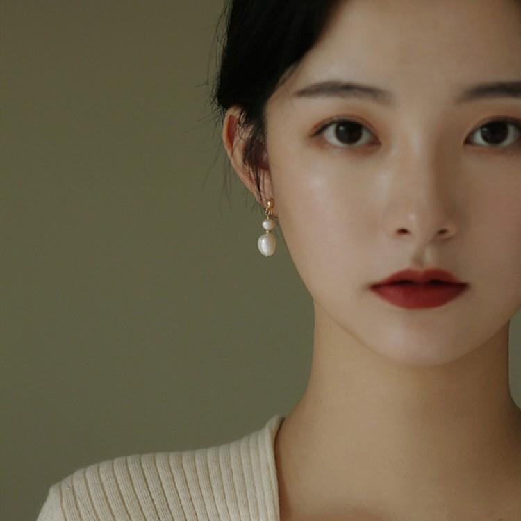 イヤリング レディース パール風 無耳穴 クリップ式 フリンジ 蚊取り線香型 イヤーカフ エレガント レトロ 電気メッキ加工