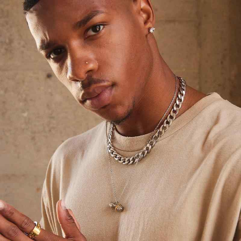 ネックレス メンズ 男性用 チタン鋼 ダンベル 筋トレ スポーツ 十字チェーン ペンダント 45cm 60cm 誕..