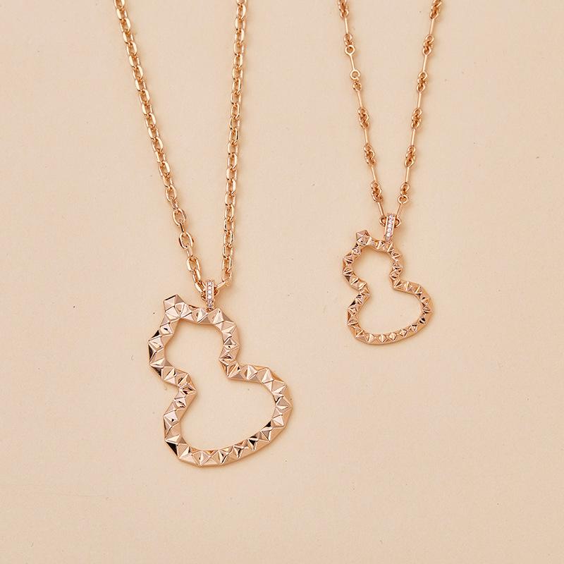 ネックレス メンズ レディース 中国風 瓢箪 ヒョウタン ペンダント 大ぶり 幾何学模様 レトロ アンティーク 電気メッキ加工 ローズゴールド ゴールド 白ゴールド(x2)