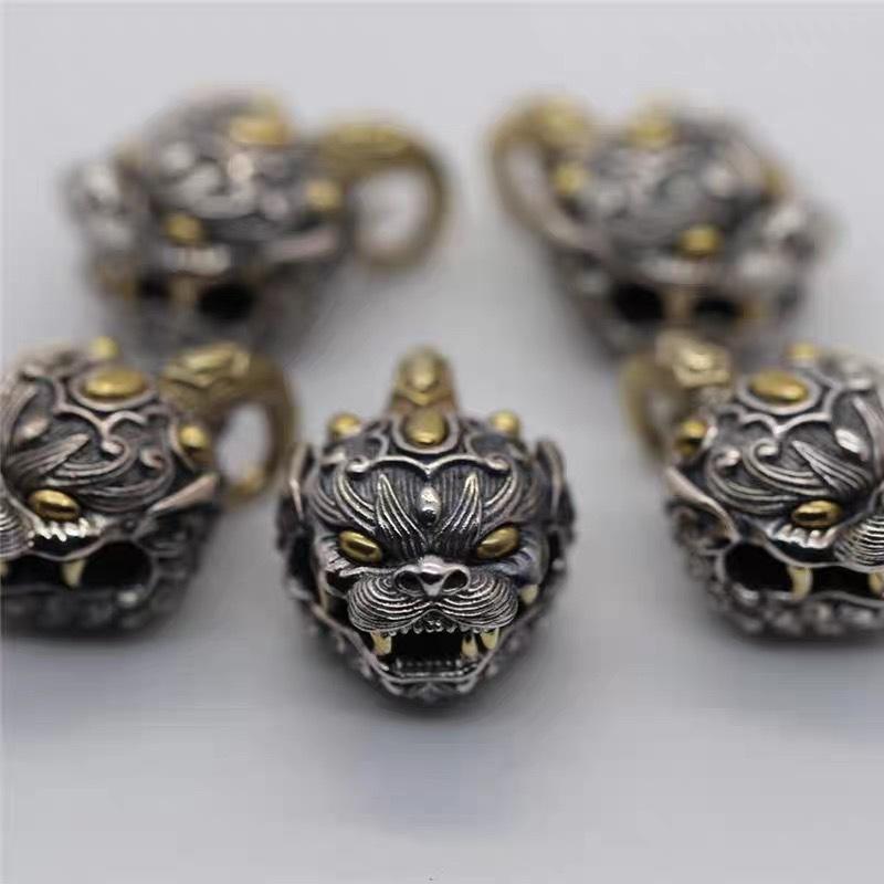 ネックレス メンズ レディース 貔貅 招財 鈴 ペンダント トップ レトロ アンティーク調 シルバー アク..