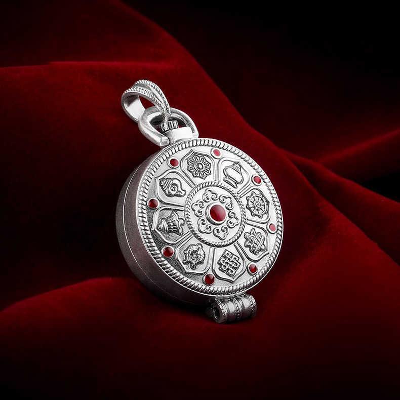 ネックレス メンズ レディース S999 シルバー 925 嘎乌盒 ガウボックス ペンダント レトロ アンティーク 手作り 毛糸 チェーン 開閉式 薬入れ お守り アミュレット