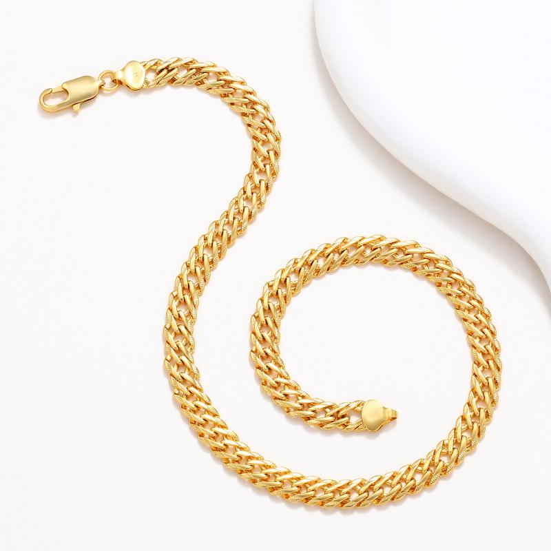 ネックレス メンズ 24K電気メッキ合金 ゴールド チェーン 45cm 50cm 55cm 60cm ジュエリー アフリカ 南米 東南アジア 北米(x3)