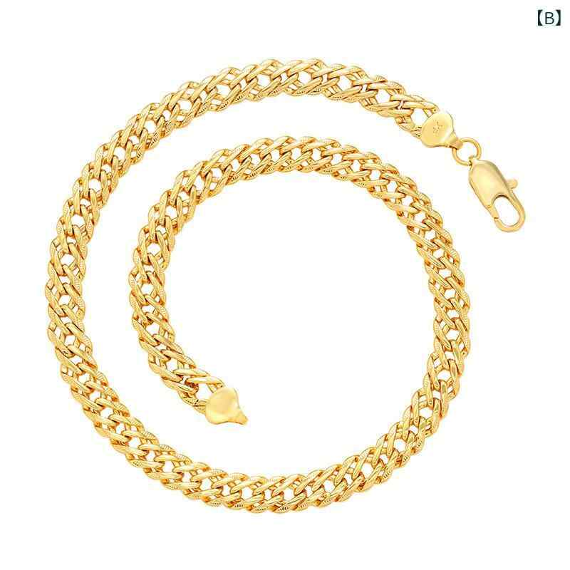 ネックレス メンズ 24K電気メッキ合金 ゴールド チェーン 45cm 50cm 55cm 60cm ジュエリー アフリカ 南米 東南アジア 北米(x3)