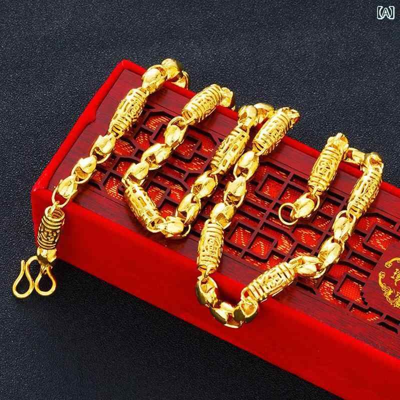 ネックレス メンズ ゴールド 金龍 ドラゴン オリーブ 福 縁起物 ラッキーアイテム 電気メッキ ペンダント 50cm 60cm 70cm