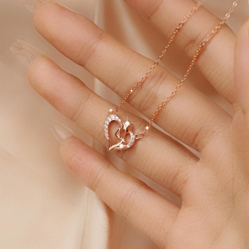 ネックレス ペア メンズ レディース シルバー925 ハート ジルコニア ペンダント 十字チェーン 電気メッキ加工 高見え ラッキーアイテム