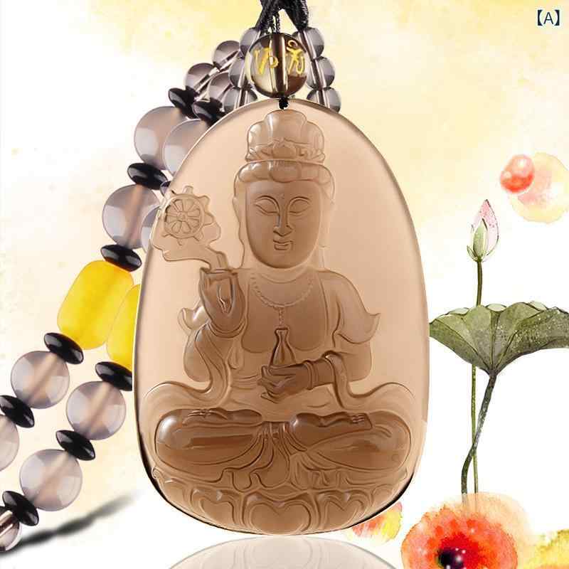 ネックレス メンズ 氷種黒曜石 観音菩薩 ペンダント お守り 蛇年 ラッキーアイテム 男性用 アクセサリー