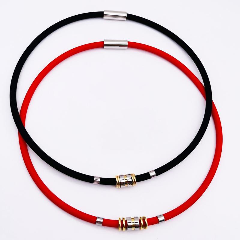 ネックレス 男女兼用 磁気 チタン ゲルマニウム シリコン スポーツ 磁気ネックレス 幾何学模様 ブラック レッド コーヒー ブルー ホワイト ピンク 疲労軽減 血行促進 リラックス効果