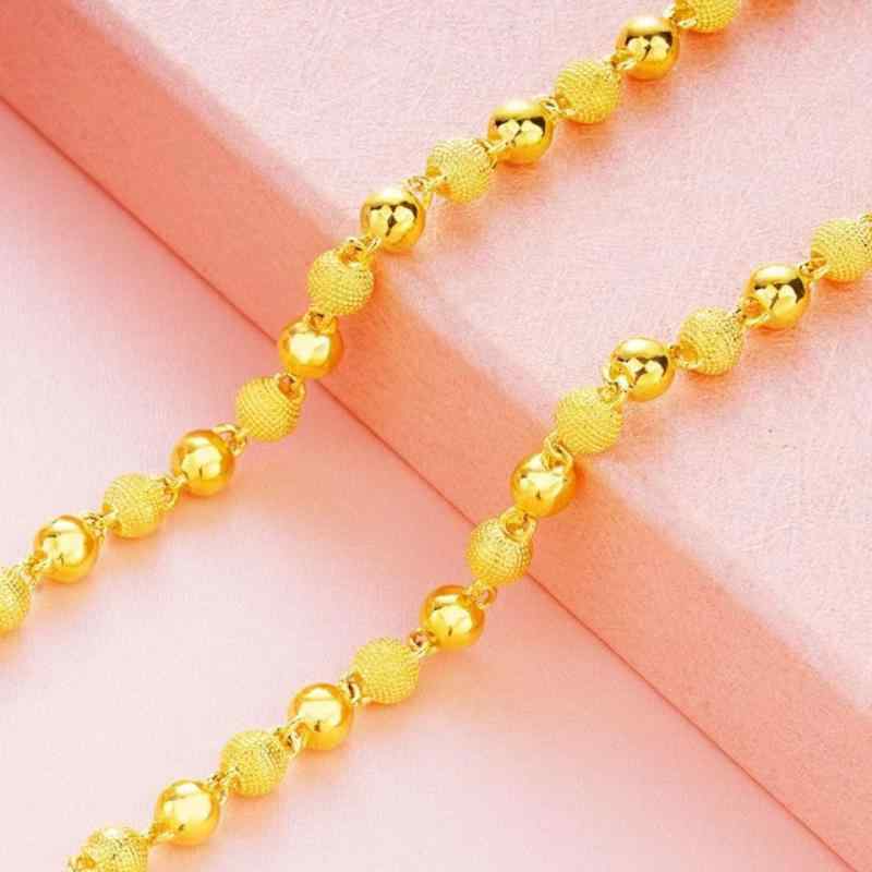 ネックレス メンズ レディース ゴールド 光砂 ラウンドビーズ アクセサリー カップル チェーン 仏珠 電気メッキ 長持ち