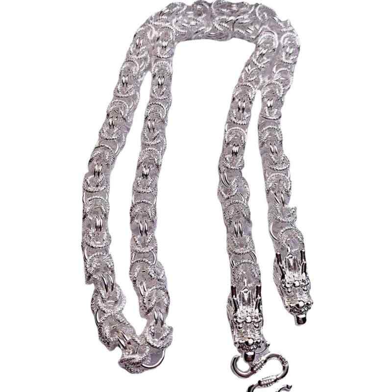 ネックレス メンズ 男性用 国風 龍 竜 骨董品風 シルバー 電気メッキ加工 ラッキーアイテム 透かし彫り