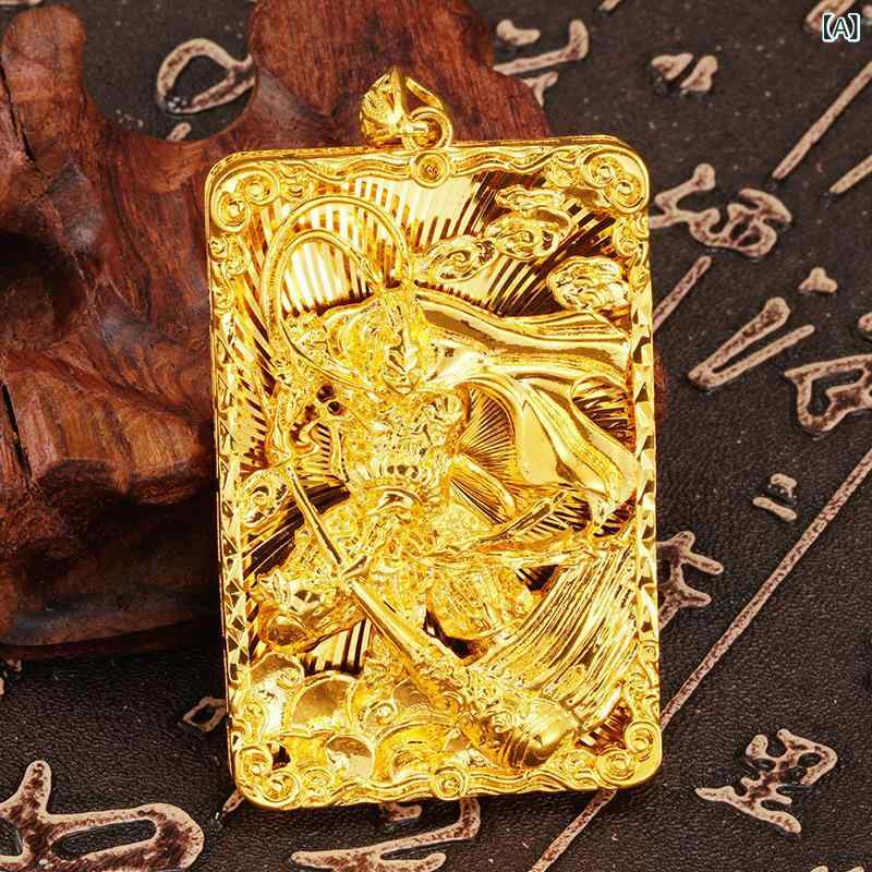 ネックレス メンズ ペンダント 大聖 孫悟空 ゴールド 電気メッキ加工 文芸復古 中国風 十二支 干支 猿 サル アニマル モチーフ アクセサリー