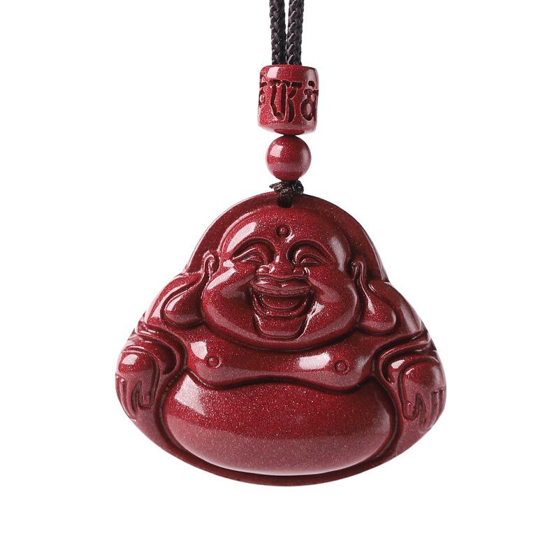 ネックレス レディース メンズ 朱砂 弥勒菩薩 ペンダント 大肚 仏 金運 開運 お守り アクセサリー