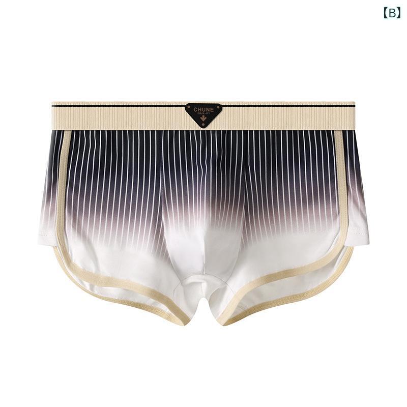 LINEAR shopのメンズ 下着 ボクサーパンツ ローライズ ストライプ柄 コットン 伸縮性 通気性 ポリエステル 男性用 春夏秋冬 宝藍 黒 红色 グレー 藍色 グリーン(x3)｜アングル3