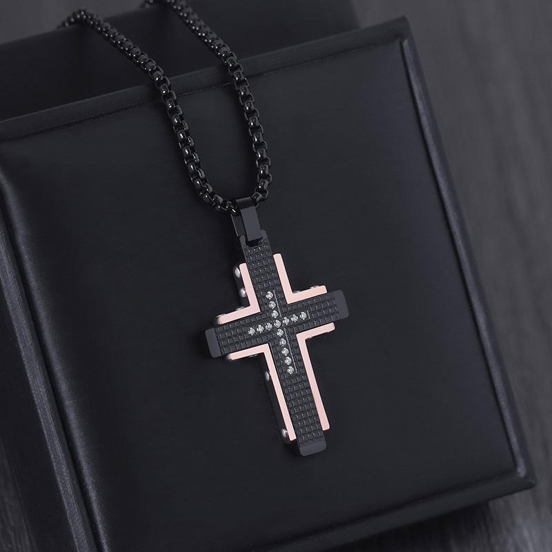 ネックレス メンズ 男性用 チタン鋼 クロス 十字架 ペンダント ステンレス チョーカー アクセサリー ジ..