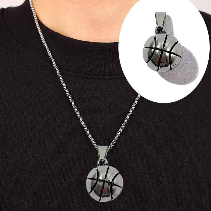 ネックレス メンズ 男性用 ステンレス製 バスケットボール ペンダント レトロ ドロップネックレス スタ..