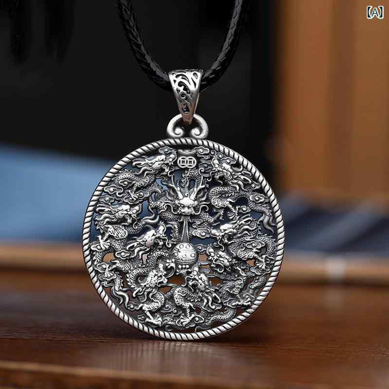 ネックレス メンズ レトロ アクセサリー ペンダント 真鍮製 U字型 幾何学模様 文芸復古スタイル 男女兼用