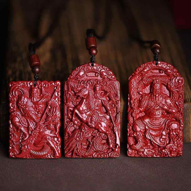 ネックレス メンズ 石 ガーネット 关公 武神 ペンダント 高含有紫金砂 毘沙門天 东方风 ネックレス