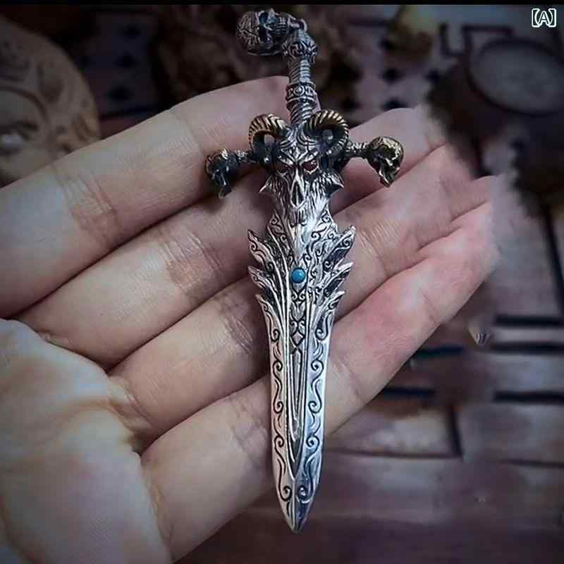 ネックレス メンズ 男性用 スカル ドクロ ペンダント 幾何学模様 レトロ ヴィンテージ レトロ剣 羊 頭 悪魔 個性的 パンク(x2)