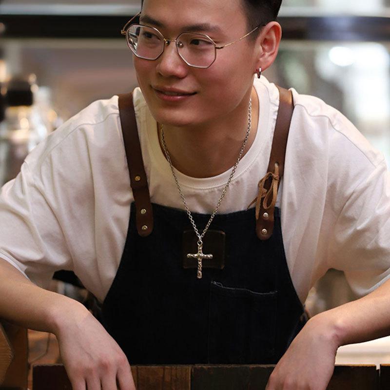 ネックレス メンズ レディース 個性的 幾何学模様 シルバー ブラック 十字架 ペンダント チョーカー 銅..