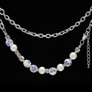 ネックレス 男女兼用 ペア 中国風 嘻 Hop 中華スタイル 青花 磁器 チタン鋼 鎖骨 チェーン 個性的 アクセサリー