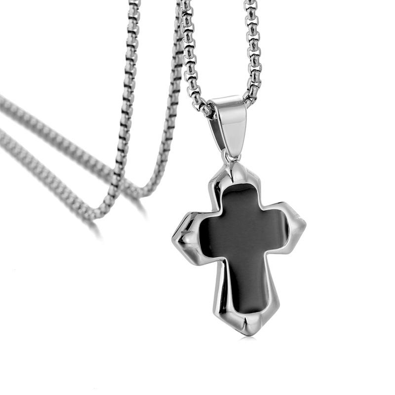 ネックレス メンズ 男性用 ステンレス 十字架 クロス ペンダント チョーカー 힙합 ヒップホップ風 普段..