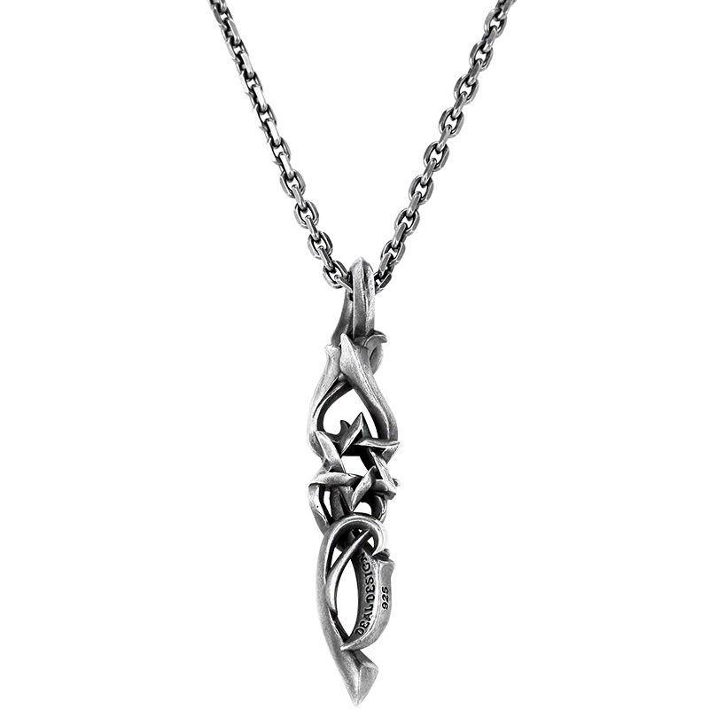 ネックレス メンズ 男性用 六芒星 ペンダント レトロ アンティーク風 55cm チェーン付き 個性