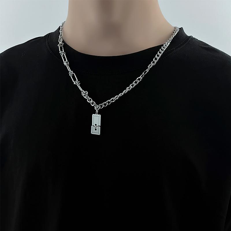 ネックレス メンズ チタン鋼 幾何学模様 ペンダント 不規則 アシンメトリー 個性的 パンク ヒップホップ風 51cm-60cm