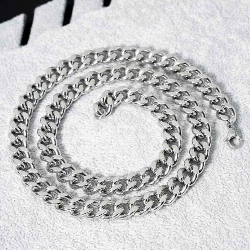 ネックレス メンズ 男性用 ステンレス スチール 8mm キューバチェーン 幾何学模様 個性 ヒップホップ スタイル チョーカー ネックレス 光沢 シルバーカラー アレルギー対応 ギフト