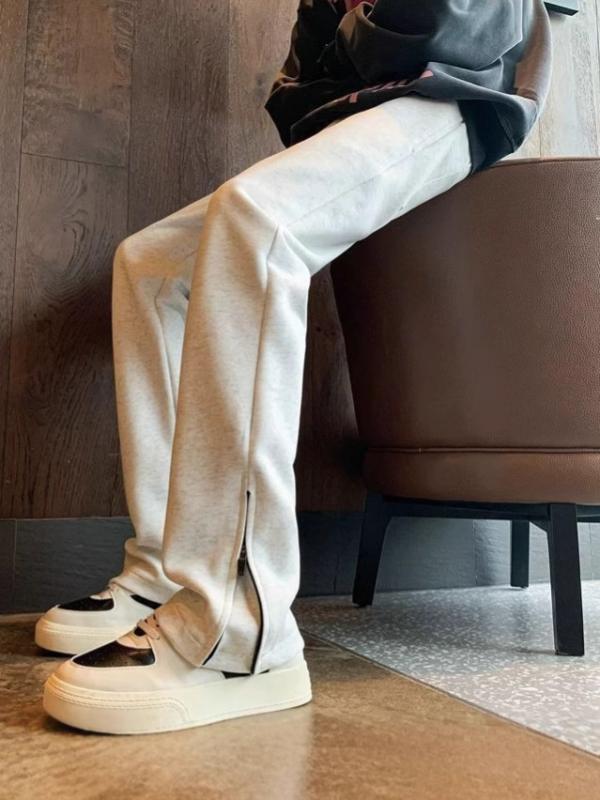 スウェットパンツ メンズ 男性用 美脚パンツ ストレートパンツ ジャージパンツ イージーパンツ 裾ジップ 伸縮性 通気性 スポーツ 普段使い ルームウェア 部屋着 ブラック グレー