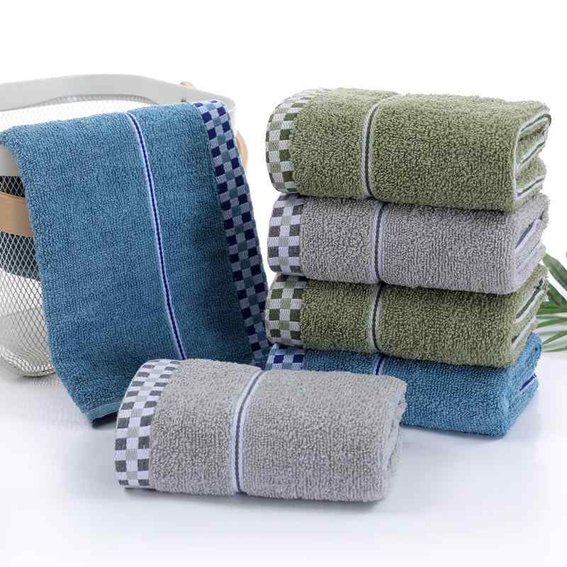 タオル 男性用 フェイスタオル 綿 吸水性 家庭用 デイリー ピンク系 ブルー系 イエロー系 格子柄 スト..