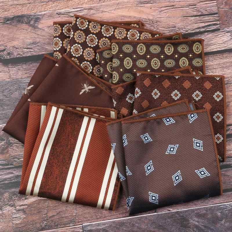 ポケットチーフ 男性用 フォーマル ハンカチ ストライプ柄 ポリエステル ビジネス カジュアル 正装 紳士 スーツ シャツ ブラウン系 アクセサリー