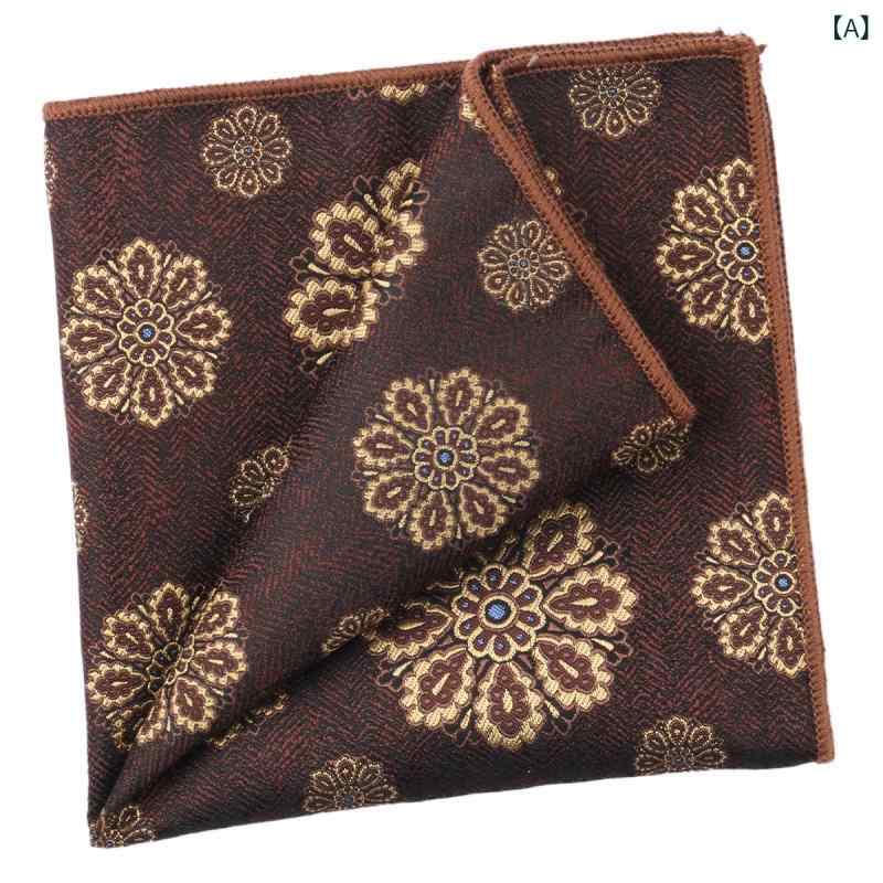 ポケットチーフ 男性用 フォーマル ハンカチ ストライプ柄 ポリエステル ビジネス カジュアル 正装 紳士 スーツ シャツ ブラウン系 アクセサリー