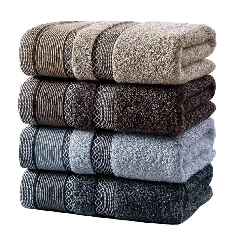 タオル 男性用 フェイスタオル 綿 吸水性 ジャカード織 ブラウン グレー 70×33cm