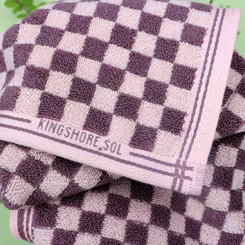 タオル 男性用 コットン チェック柄 ホーム用 厚手 ソフト フェイスタオル バスタオル 35×74cm グレー ..