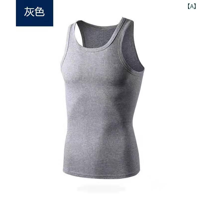 タンクトップ メンズ 男性用 綿 ランニング スポーツ 吸汗 インナー 白 黒 グレー 丸首 カジュアル 春夏・素材: 綿・カテゴリ: 吊り下げ式タンクトップ・カラー: グレー, ブラック, ホワイト・サイズ: M, L, XL, XXL, XXXL・スタイル: カジュアル・ネックライン: ラウンドネック・生地の厚さ: 適度