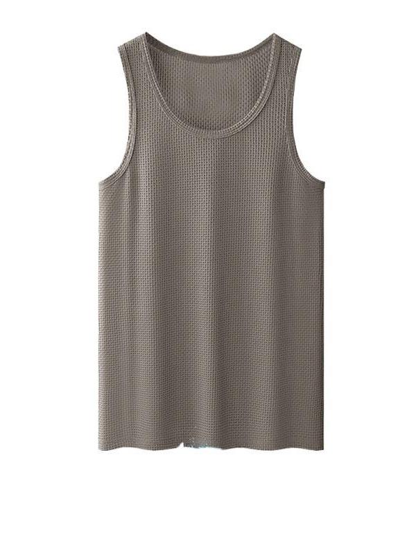 タンクトップ メンズ 男性用 ポリエステル 接触冷感 スポーツ トレーニング ウェア 無袖 Tシャツ 夏 薄手 吸湿速乾 ブラック ホワイト カーキ グレー ブルー