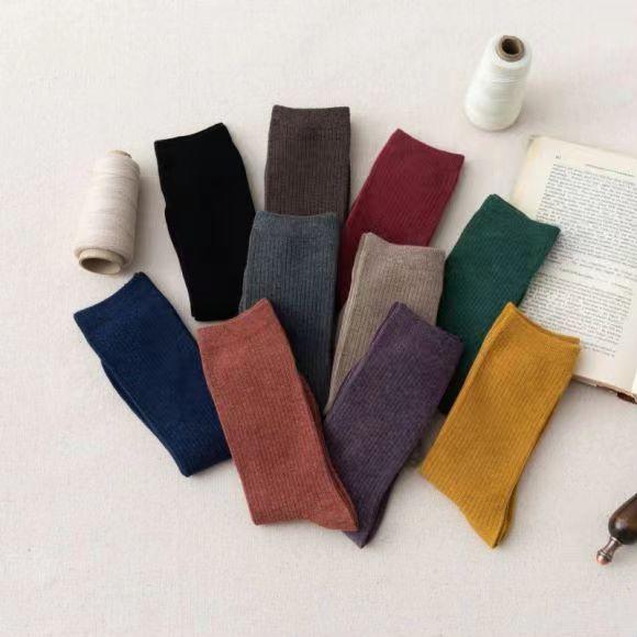 靴下 レディース メンズ 兼用 堆堆ソックス ウール混紡 保温 無縫製 リブ編み カジュアル 秋冬(4)