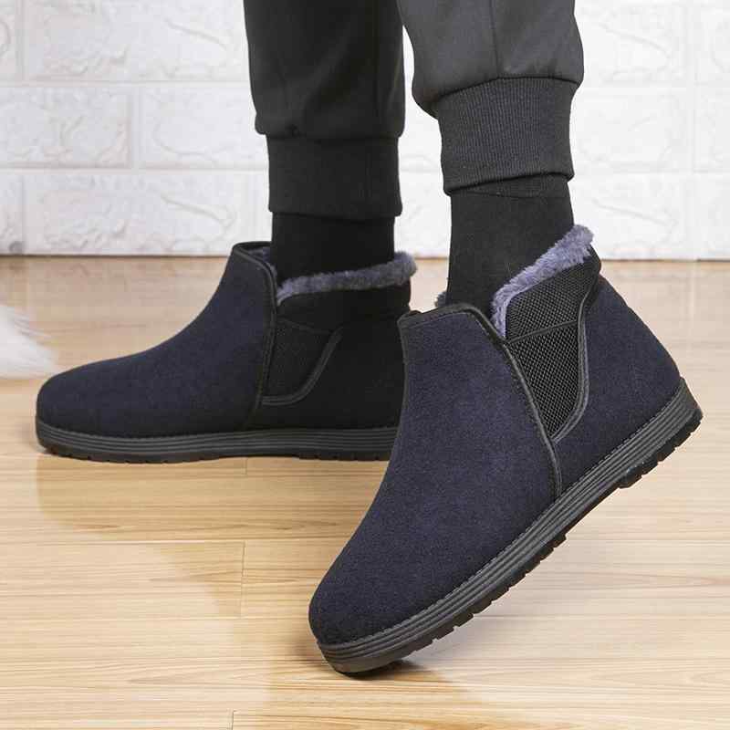 靴 メンズ 男性用 防寒ブーツ あったか 裏起毛 スリッポン ローカット 履きやすい 滑り止め 普段使い 室内 秋冬 青 黒