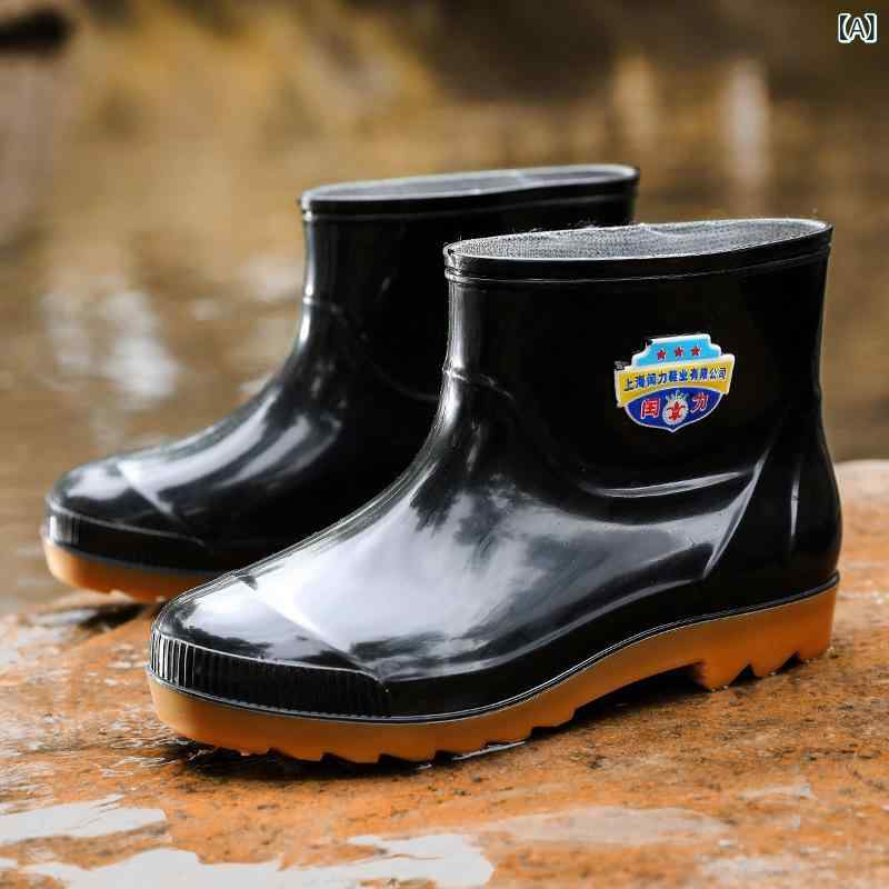 レインシューズ メンズ 男性用 防水 防寒 厨房シューズ ワークシューズ ラバーシューズ 黒 39 40 41 42 43 44 45 46 47 48 49 50