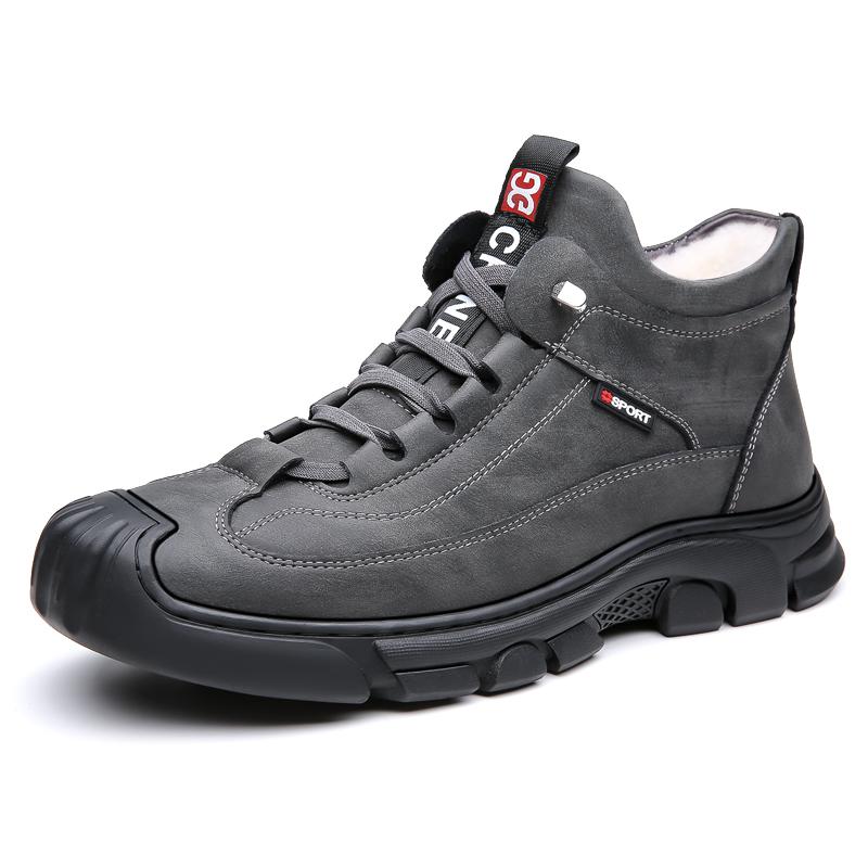 スノーブーツ メンズ 男性用 防寒ブーツ 暖か 裏起毛 滑り止め 雪用ブーツ ショートブーツ レザー 切り替え ブラック グレー あったか 秋冬