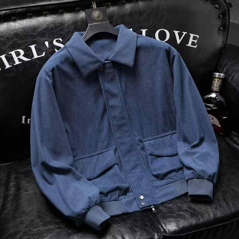 ジャケット 男性用 コーデュロイ 秋冬 アウター ブルゾン ジャンパー カジュアル ストリート ウェア 大きいサイズ ゆったり 厚手 普段使い 部屋着 ブラック ブルー グリーン ベージュ