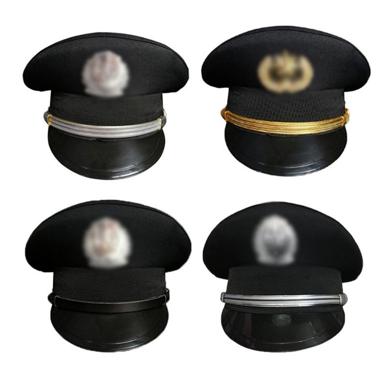 帽子 メンズ 男性用 警備 大檐帽 大蓋帽 警備員 警備スタッフ ワークキャップ ポリエステル ブラック1