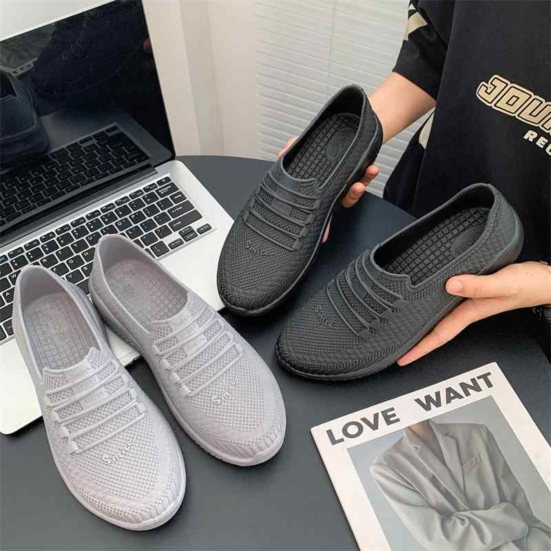 レインシューズ メンズ 男性用 ローカット フラットソール PVC 無地 晴雨兼用 カジュアル ワークシューズ グレー ブラック アウトドア(x2)