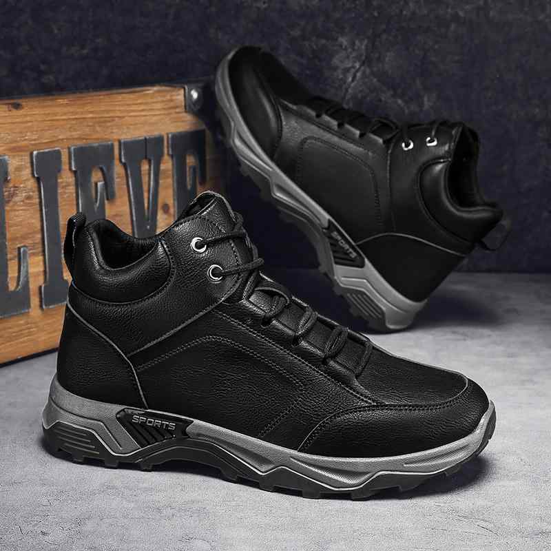 ブーツ メンズ 男性用 ワークシューズ 防水 黒 アウトドア 登山靴 ハイカット レースアップ スニーカー..