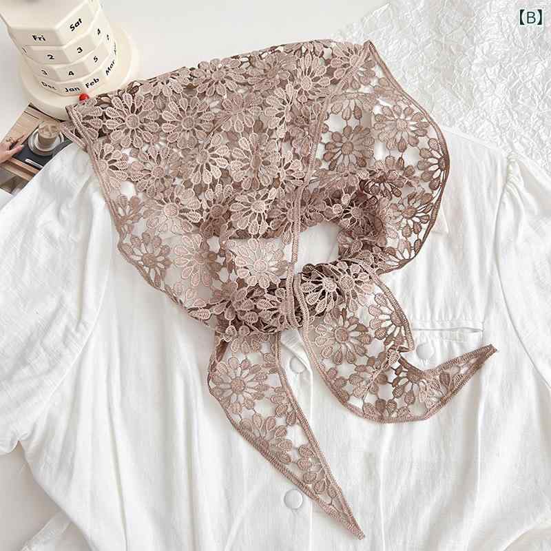ストール レディース レース 花柄 薄手 春夏 三角巾 襟巻き スカーフ エレガント カジュアル 通勤 かわいい(x2)