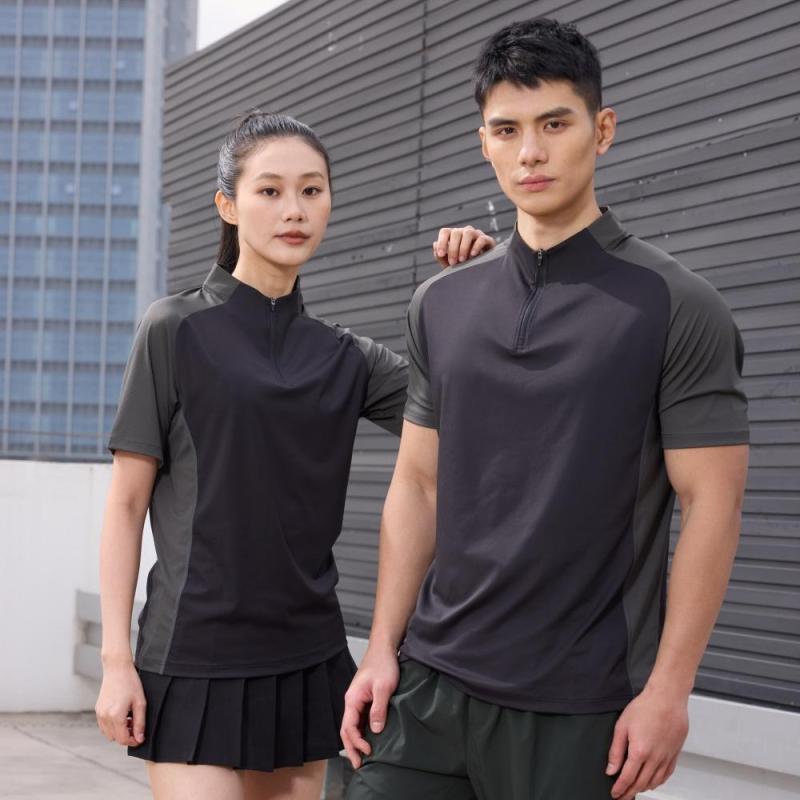Tシャツ メンズ ハーフジップ スタンドカラー 吸湿速乾 半袖 ランニング トップス ...